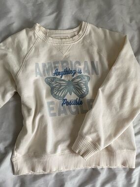 American Eagle Outfitters Cream Lived-In Pullover Sweater